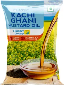 Classic Kachi Ghani Mustard Oil Pouch by Flipkart Grocery (Sarsher Tel)