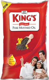 King's Kachi Ghani Pure Mustard Oil Pouch (Sarsher Tel)