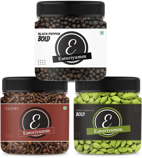 Eatoriyumm Spice Combo (Black Pepper + Clove + Green Cardamom)  (3 x 50 g)