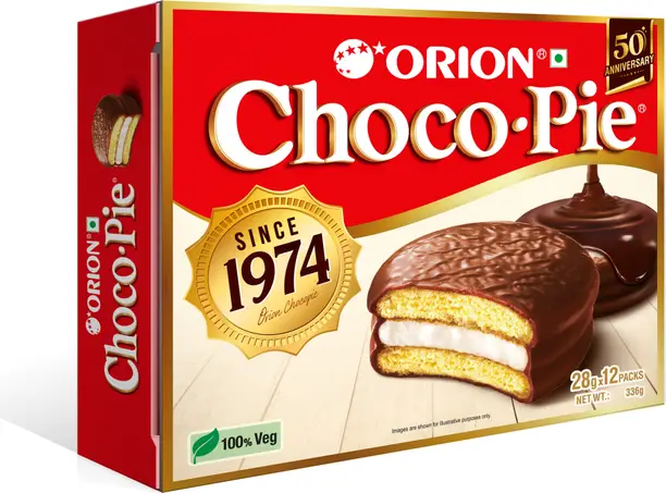 ORION Choco Pie Chocolate Coated Soft Biscuit Cream Filled Biscuit (Cream Biscuit)  (336 g)